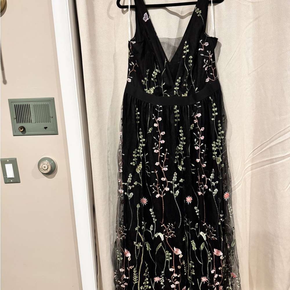 Azazie Luxedo 1X Floral Embroidered Black Dress - Picture 8 of 8